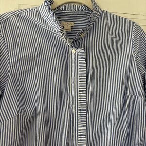 J. Crew Women's Blue and White Striped Blouse